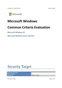 Microsoft Windows Common Criteria Evaluation Security Target