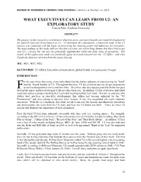 WHAT EXECUTIVES CAN LEARN from U2: an EXPLORATORY STUDY Francis Petit, Fordham University