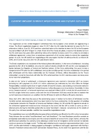 Current Impasse in Brexit Negotiations and Future Outlook