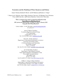 Economics and the Modeling of Water Resources and Policies