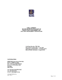 Public Summary Second Recertification Audit on Perak Forest Management Unit for Forst Management Certification