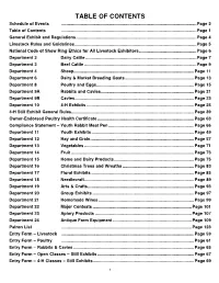 TABLE of CONTENTS Schedule of Events