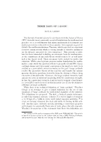 THREE DAYS of Ω-LOGIC the Zermelo-Fraenkel Axioms for Set