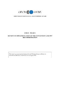 Chile: Phase 1 Review of Implementation of the Convention and 1997 Recommendation