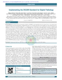 Implementing the DICOM Standard for Digital Pathology
