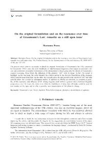 On the Original Formulation and on the Resonance Over Time of Grassmann's