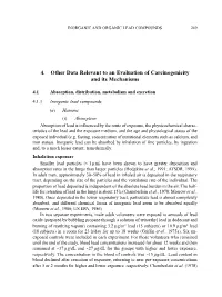 Other Data Relevant to an Evaluation of Carcinogenicity and Its Mechanisms
