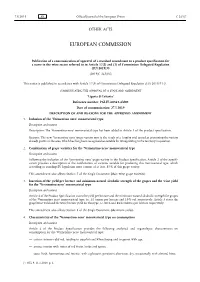 Publication of a Communication of Approval of a Standard Amendment