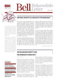 The Belarusian Identity and the Problem of Democracy National Identity As a Necessity for Democracy