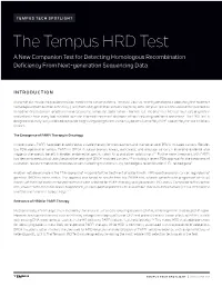 The Tempus HRD Test a New Companion Test for Detecting Homologous Recombination Deficiency from Next-Generation Sequencing Data