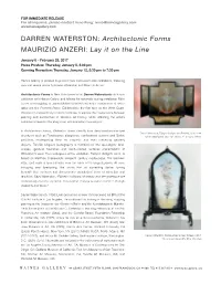 Architectonic Forms MAURIZIO ANZERI: Lay It on the Line