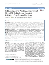 Cell Counting and Viability Assessment of 2D and 3D Cell