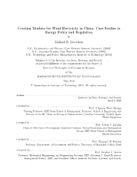 Creating Markets for Wind Electricity in China: Case Studies in Energy Policy and Regulation by Michael R