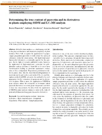 Determining the True Content of Quercetin and Its Derivatives in Plants Employing SSDM and LC–MS Analysis