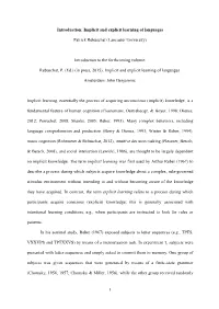 Implicit and Explicit Learning of Languages Patrick Rebuschat