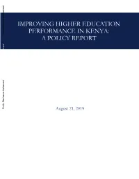 Improving Higher Education Performance in Kenya: a Policy Report