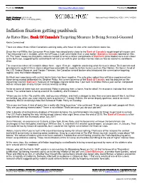 Inflation Fixation Getting Pushback