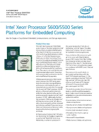 Intel Xeon Processor 5600/5500 Series Platforms for Embedded