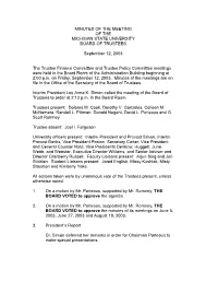 Minutes of the Meeting of the Michigan State University Board of Trustees
