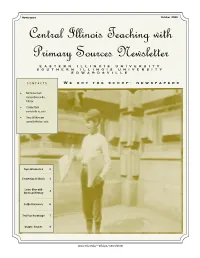 Newspapers October 2009 Central Illinois Teaching with Primary Sources Newsletter