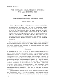 The Dissolving Mechanisms of Cadmium and Lead in Nitric Acid