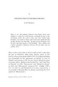 Updating the Pound Bibliography