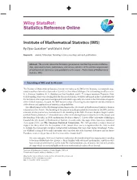 Wiley Statsref: Statistics Reference Online, © 2014–2019 John Wiley & Sons, Ltd