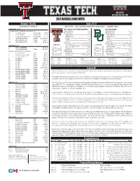 2021 Baseball Game Notes