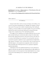 An Abstract of the Thesis Of