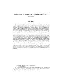 ARTIFICIAL INTELLIGENCE OPINION LIABILITY Yavar Bathaee†