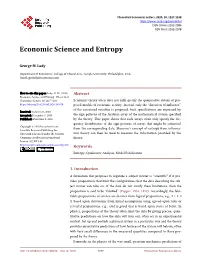 Economic Science and Entropy