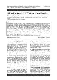 GPU Implementation Over IPTV Software Defined Networking