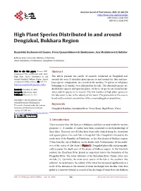 High Plant Species Distributed in and Around Dengizkul, Bukhara Region