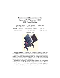 Insecurities and Inaccuracies of the Sequoia AVC Advantage 9.00H DRE Voting Machine