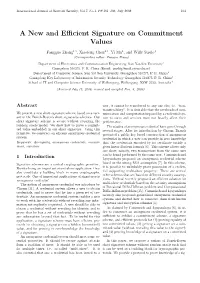 A New and Efficient Signature on Commitment Values