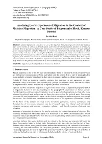 Analysing Lee's Hypotheses of Migration in the Context of Malabar