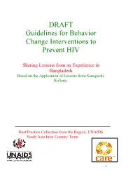 DRAFT Guidelines for Behavior Change Interventions to Prevent HIV