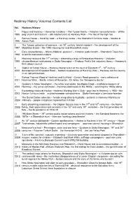 Hackney History Volumes Contents List