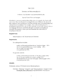 Phil 252S Seminar on Meta-Metaphysics