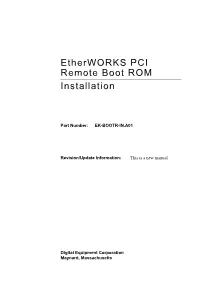 Etherworks PCI Remote Boot ROM Installation
