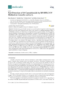Fast Detection of 10 Cannabinoids by RP-HPLC-UV Method in Cannabis Sativa L