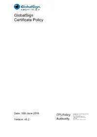 Globalsign Certificate Policy