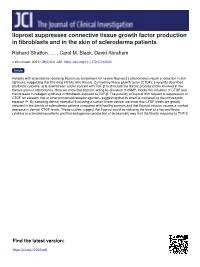 Iloprost Suppresses Connective Tissue Growth Factor Production in Fibroblasts and in the Skin of Scleroderma Patients