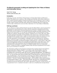 On Ethical Assessment: Locating and Applying the Core Values of Library and Information Science