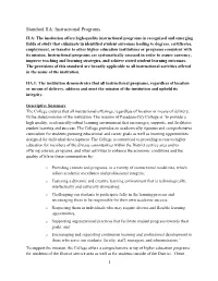 Standard IIA: Instructional Programs