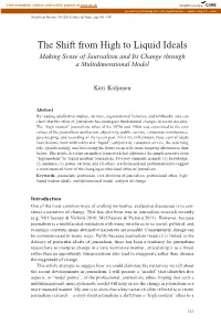 The Shift from High to Liquid Ideals Making Sense of Journalism and Its Change Through a Multidimensional Model