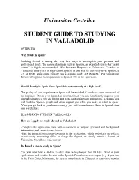 Universitas Castellae STUDENT GUIDE to STUDYING IN