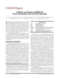 Update on on Drugs Prohibited from Extralabel Use In