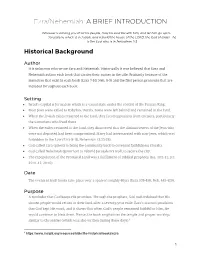 Ezra/Nehemiah: ​A BRIEF INTRODUCTION