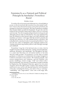 Feminine Io As a Natural and Political Principle in Aeschylus' Prometheus Bound